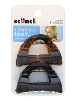 Scunci 2-Pieces Effortless Beauty Clutch Jaw Clips Set Brown/Black  - Image 1