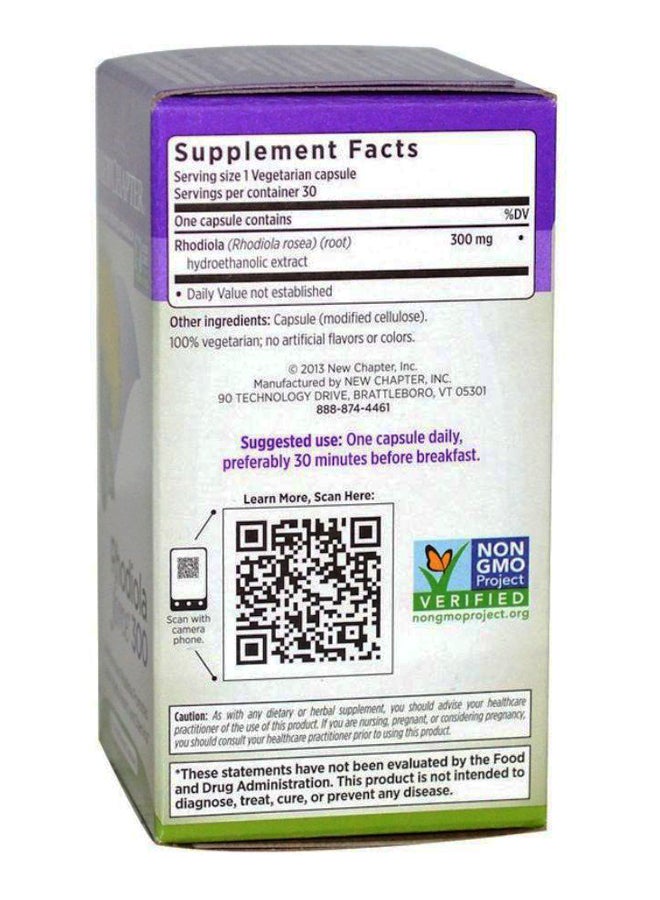 New Chapter Rhodiola Force 300 Dietary Supplement - 30 Capsules - Image 2