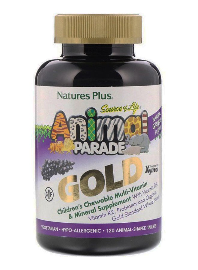 Natures Plus Natural Grape Flavour Animal Parade Gold Multi-Vitamin - 120 Animal-Shaped Tablets - Image 1