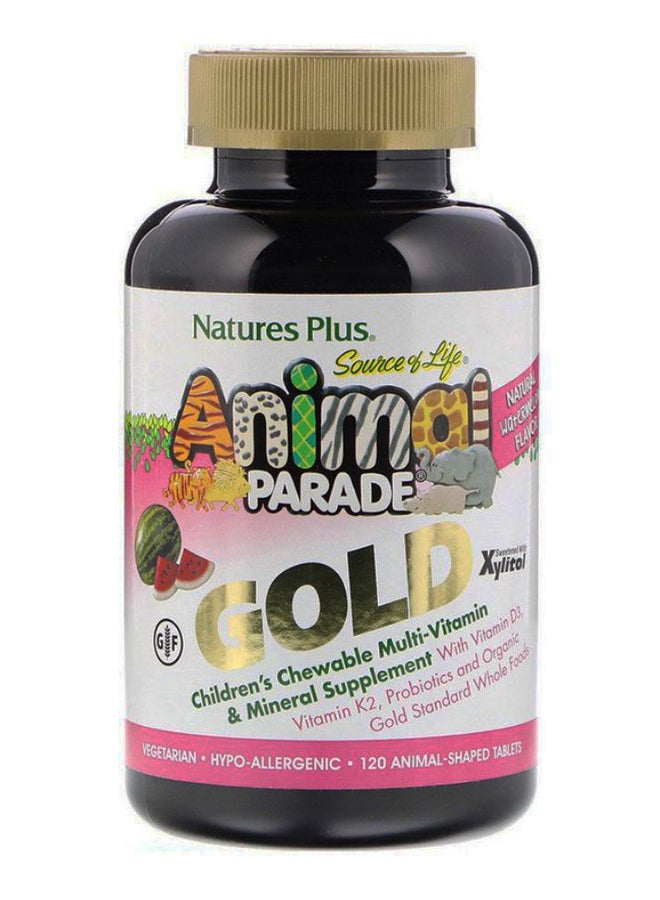 Natures Plus Watermelon Flavour Animal Parade Gold Multi-Vitamin - 120 Animal-Shaped Tablets - Image 1