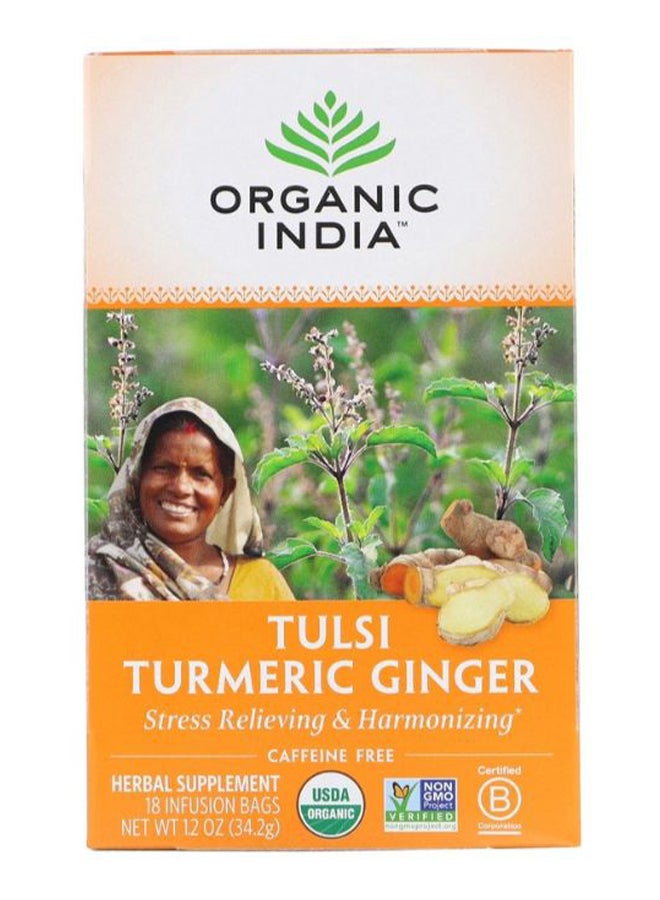 Organic India Tulsi Turmeric Ginger Herbal Supplement - 18 Infusion Bags - Image 1