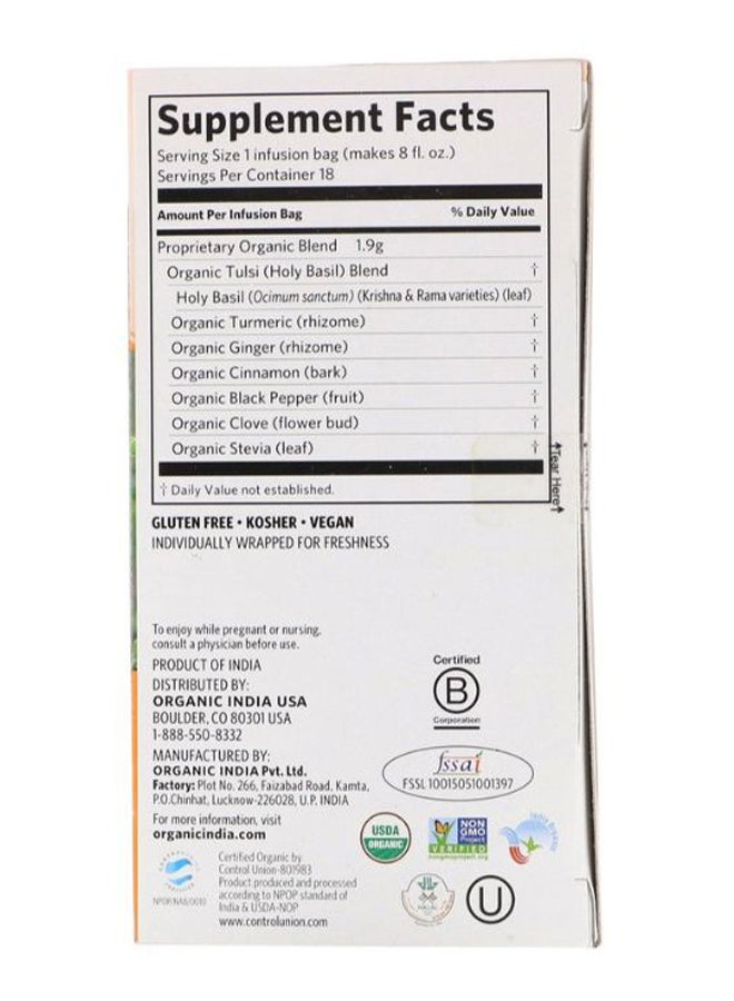 Organic India Tulsi Turmeric Ginger Herbal Supplement - 18 Infusion Bags - Image 2
