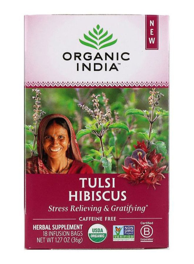 Organic India Tulsi Hibiscus Herbal Supplement - 18 Infusion Bags - Image 1