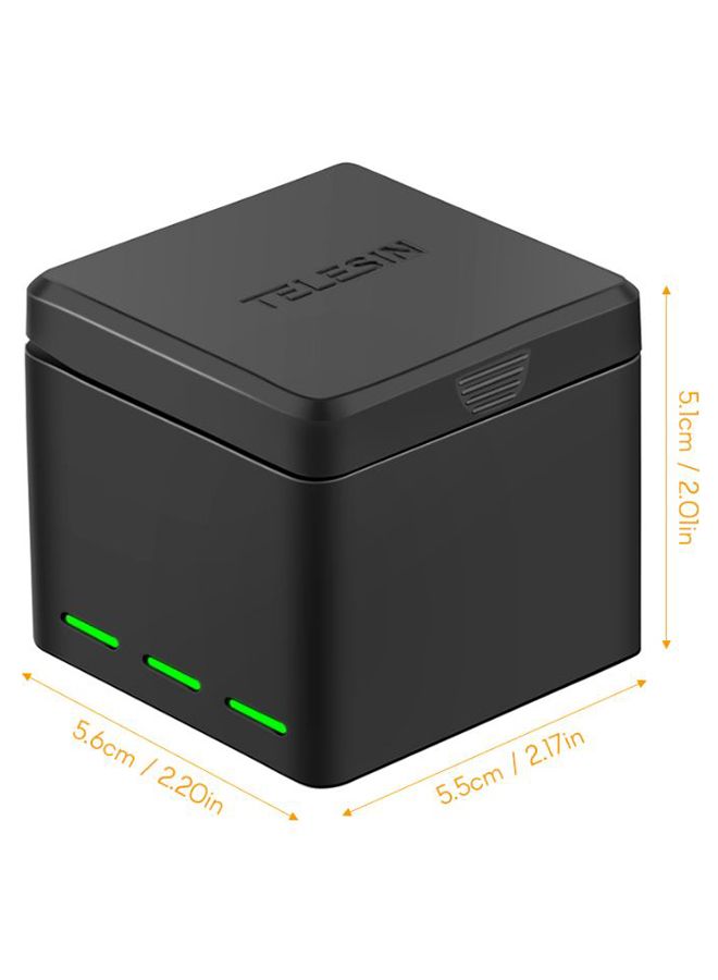 TELESIN - 2-In-1 Battery Charging Case For Dji Osmo Action Camera Black/Green - Image 1