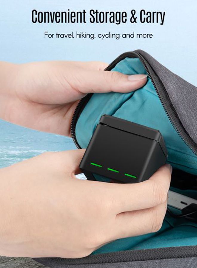 TELESIN - 2-In-1 Battery Charging Case For Dji Osmo Action Camera Black/Green - Image 1