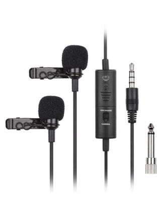 Omni-Directional Condenser Lavalier Microphone With Dual Head Adapter DD1250 Black - v1587726471/N37381364A_1