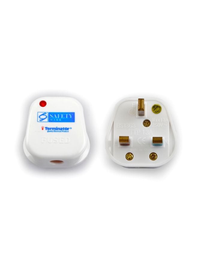 Terminator Fitted 3-Pin Plug Fuse White  - Image 2