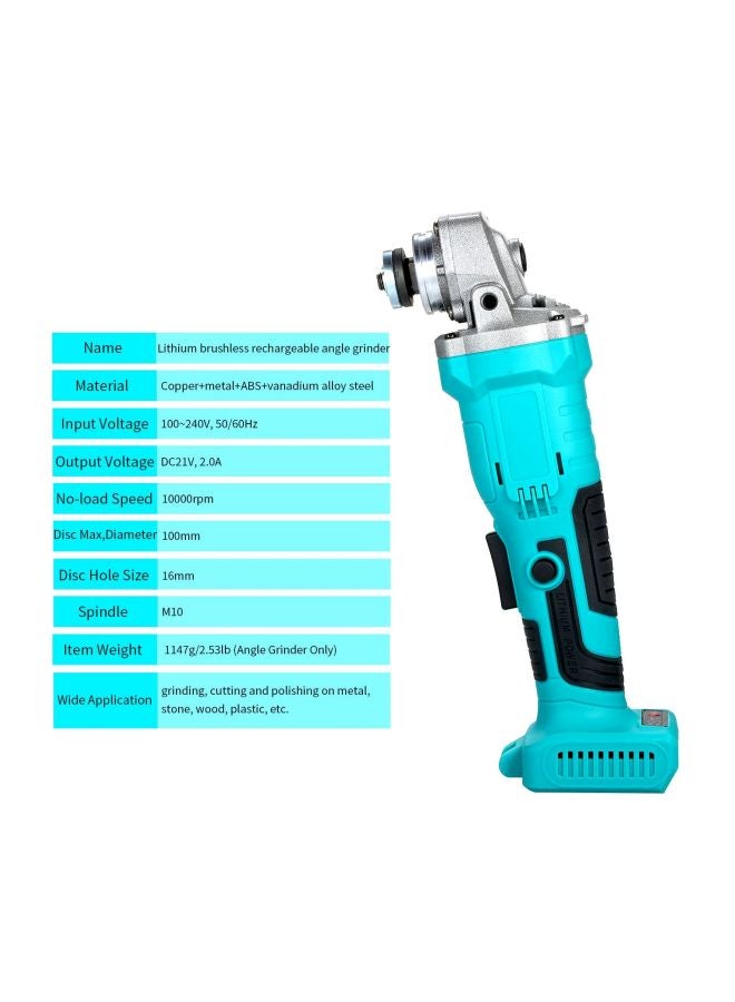 Electric Brushless Angle Grinder Black/Blue 26x9x24cm  - Image 3
