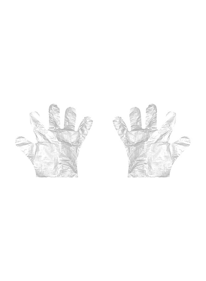 Pair of Disposable Plastic Gloves Clear L - Image 1