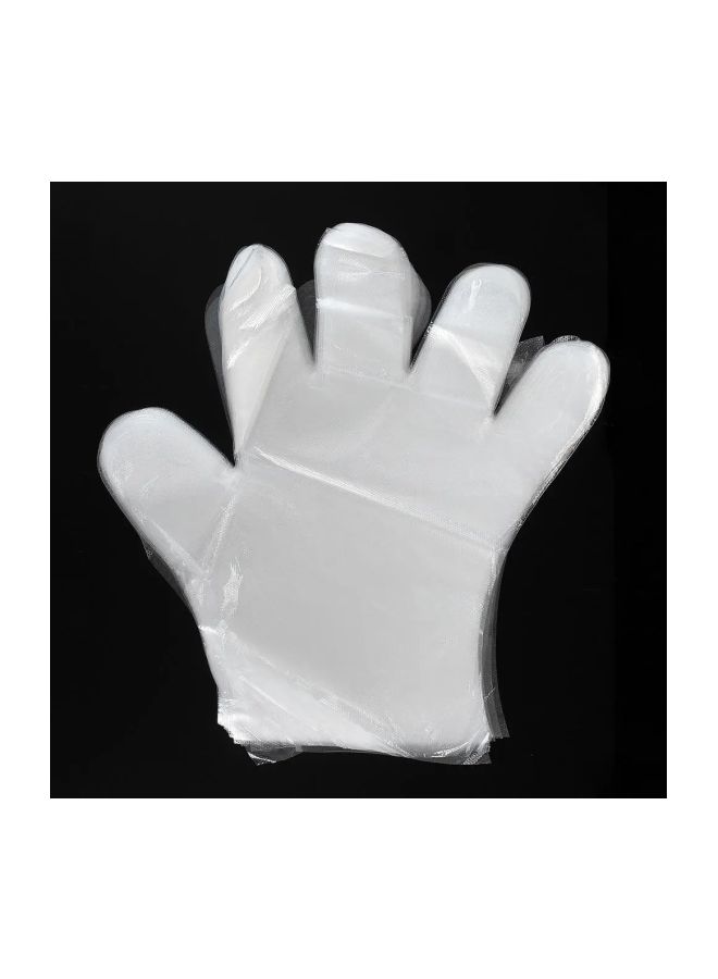 Pair of Disposable Plastic Gloves Clear L - Image 2