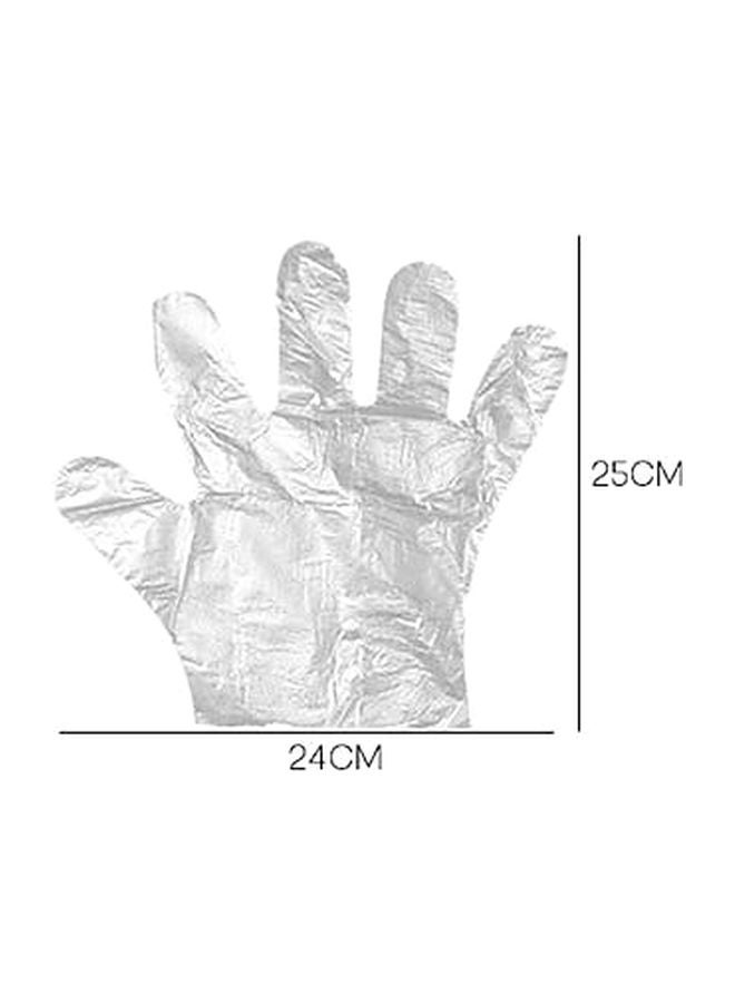Pair of Disposable Plastic Gloves Clear L - Image 4