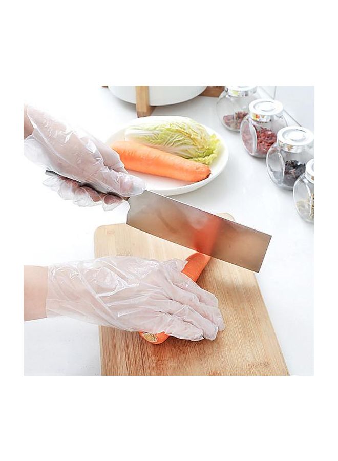 Pair of Disposable Plastic Gloves Clear L - Image 5