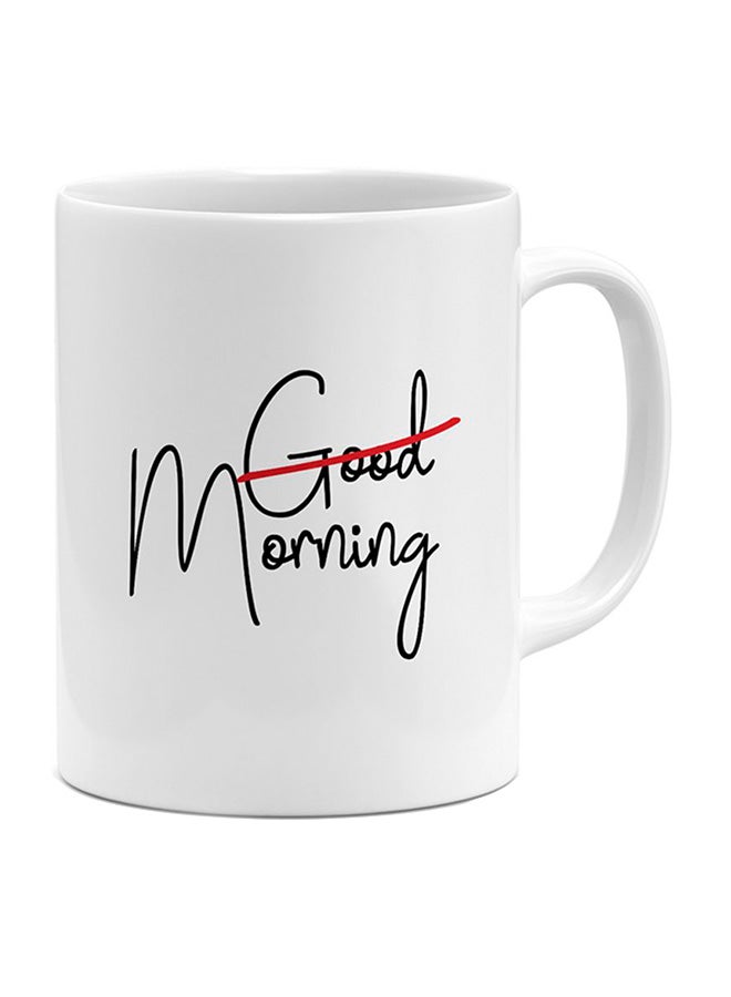 مج مزين بطبعة عبارة "Good Morning" أبيض/ أسود