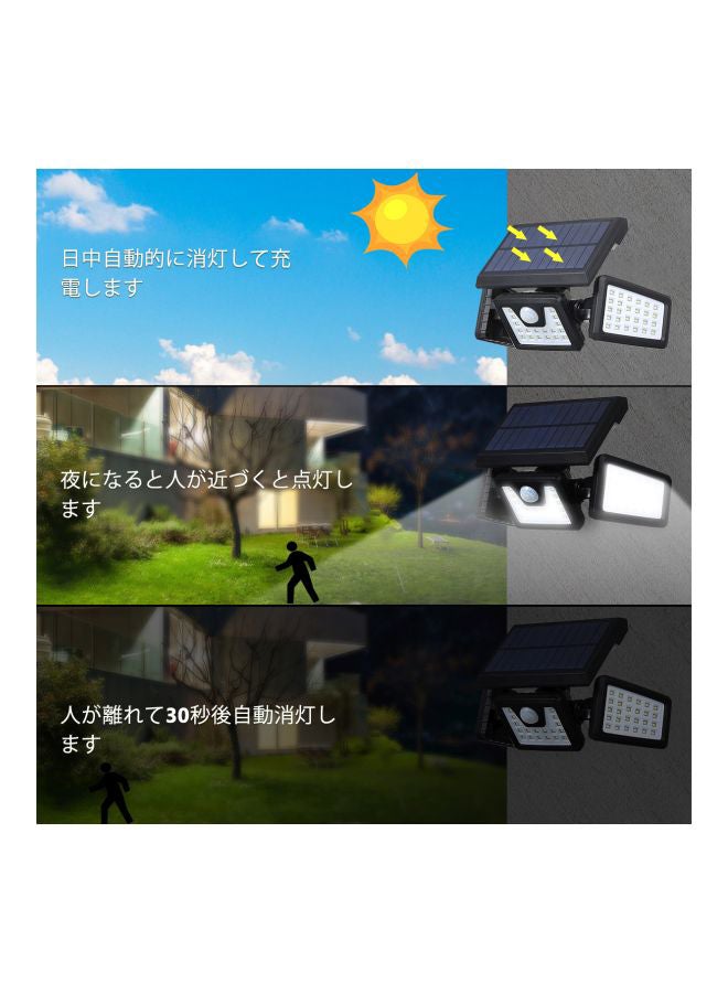 Tomshine - Solar Powered PIR Motion Sensor Wall Street Light Black 19x9.5x15.8centimeter - Image 1