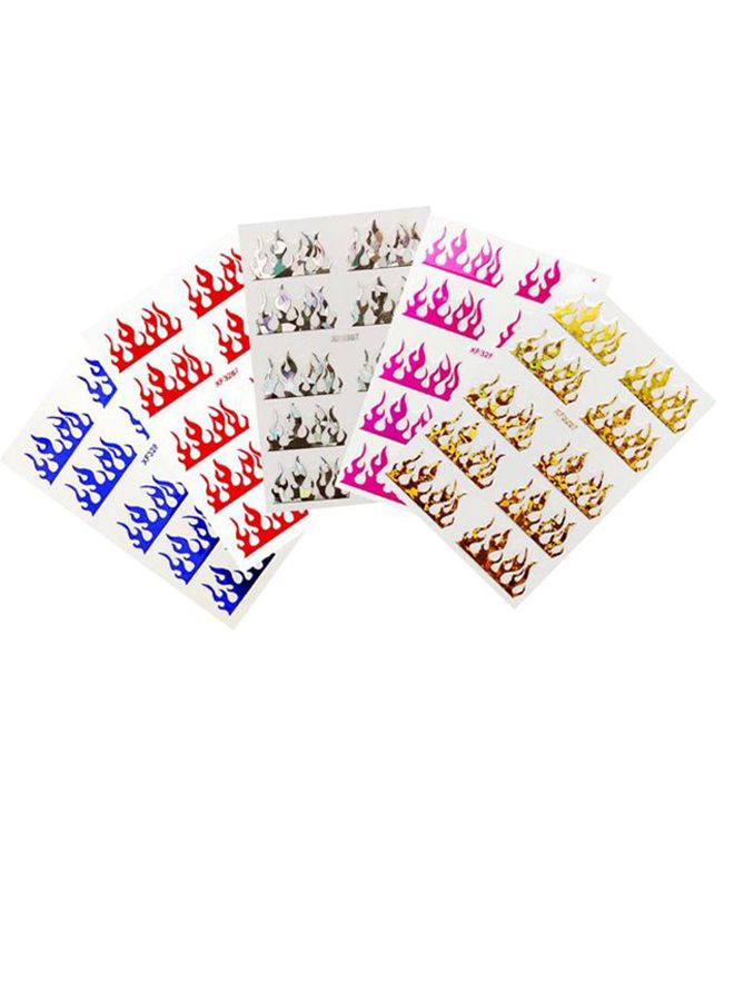 5-Piece Fire Design Nail Sticker Set Multicolour - Image 1
