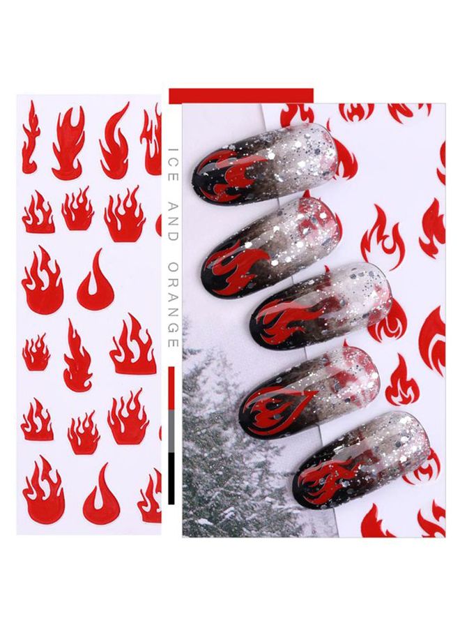 5-Piece Fire Design Nail Sticker Set Multicolour - Image 2