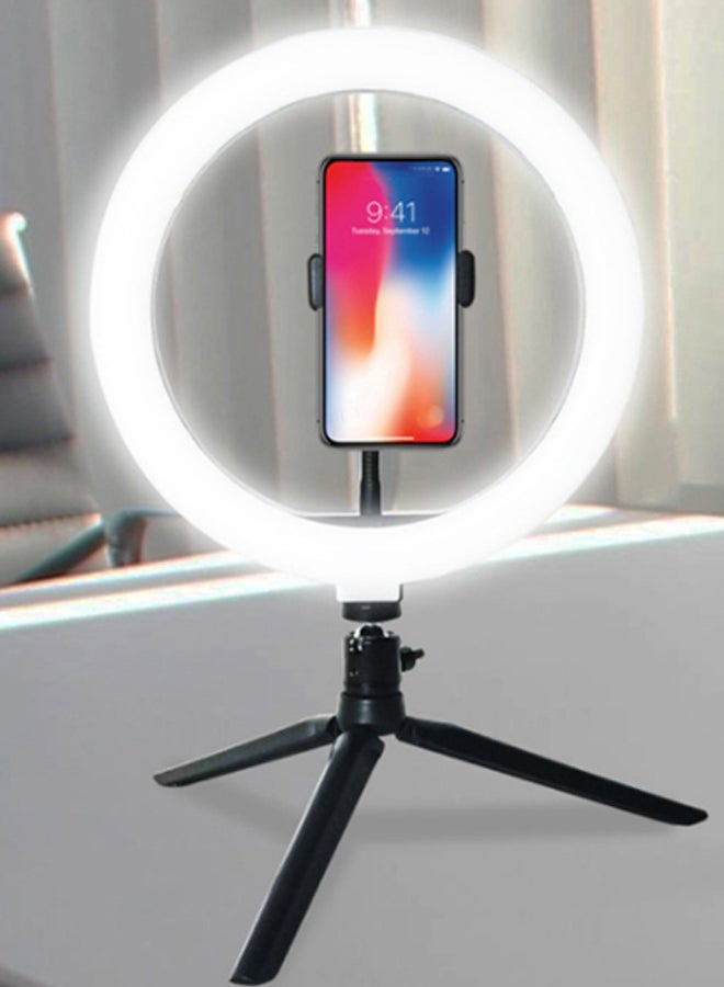 Dimmable Photography LED Ring Light With Stand Black/White  - Image 2