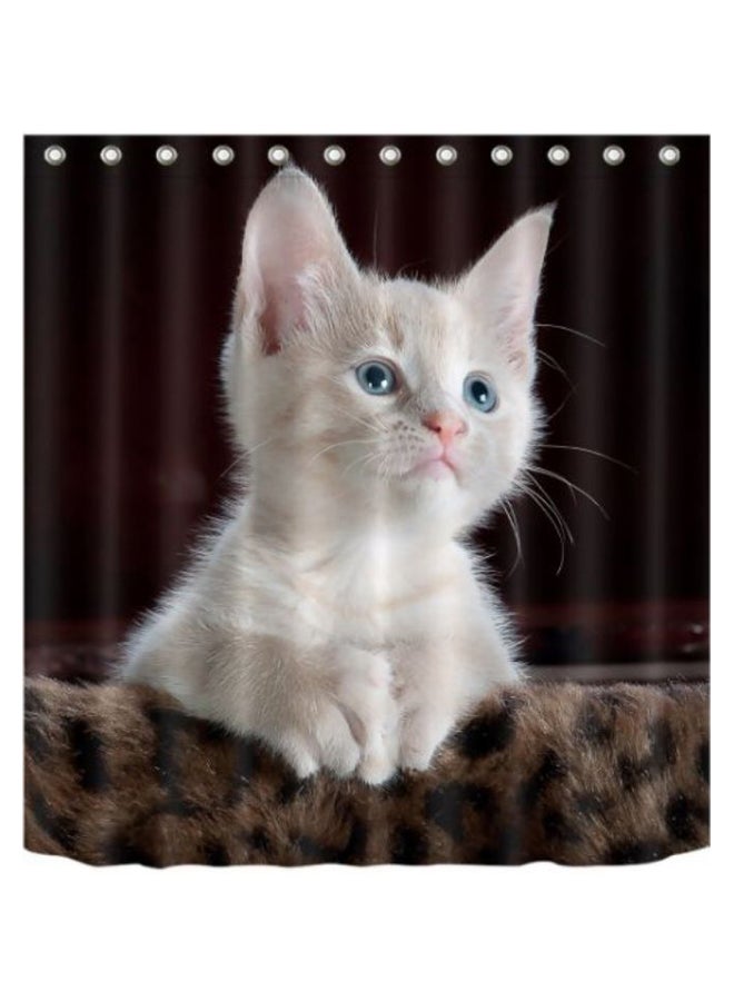 Cat Printed Bathroom Shower Curtain multicolour 150 x 180centimeter - Image 1