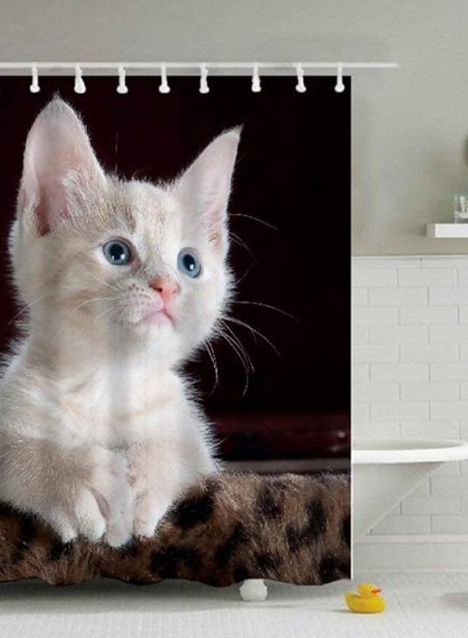 Cat Printed Bathroom Shower Curtain multicolour 150 x 180centimeter - Image 2