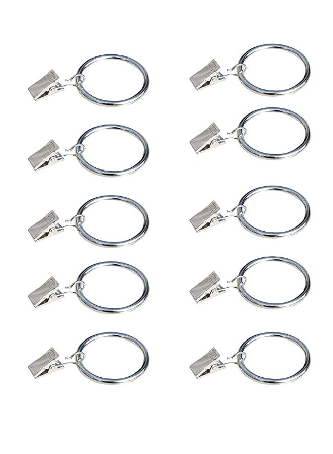 10-Piece Curtain Clip And Ring Set Silver 4mm  - Image 1