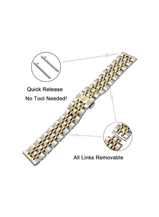 Remson Stainless Steel Watch Strap 20mm For Huawei Watch GT2 Silver/Gold - Image 2