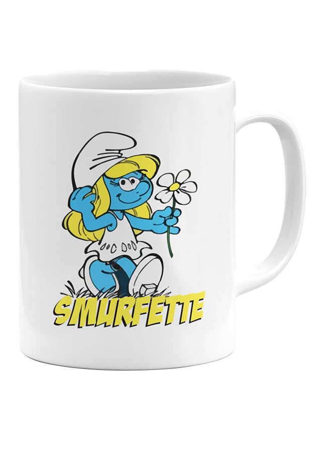 مج من السيراميك بطبعة السنافر أبيض