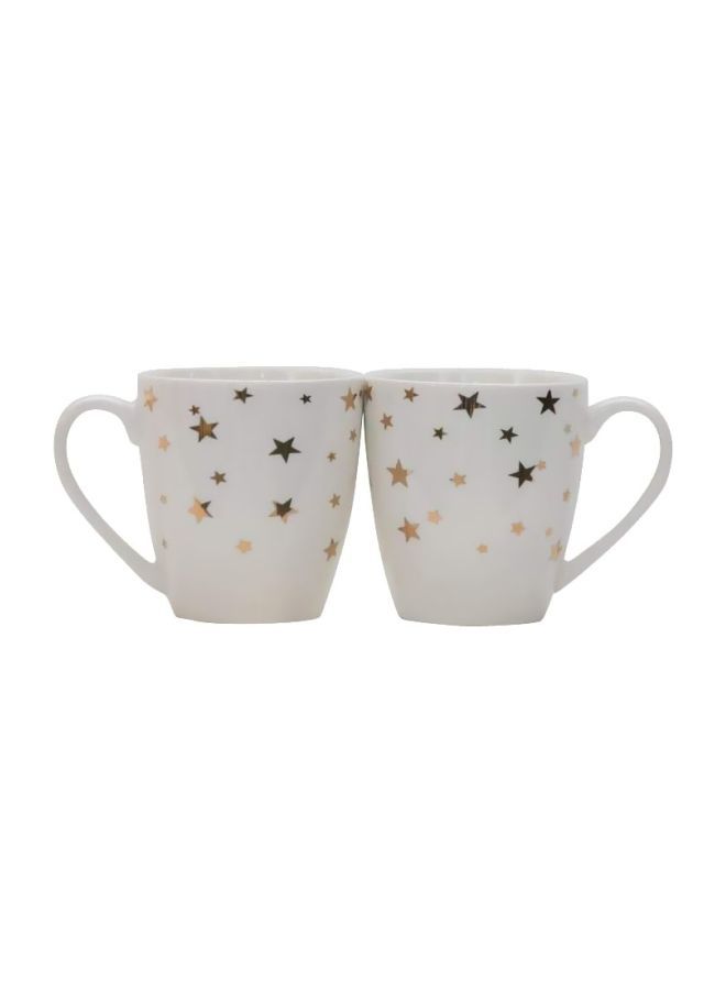 GLOW LIFE 2-Piece Stars Printed Mug White/Gold - Image 1