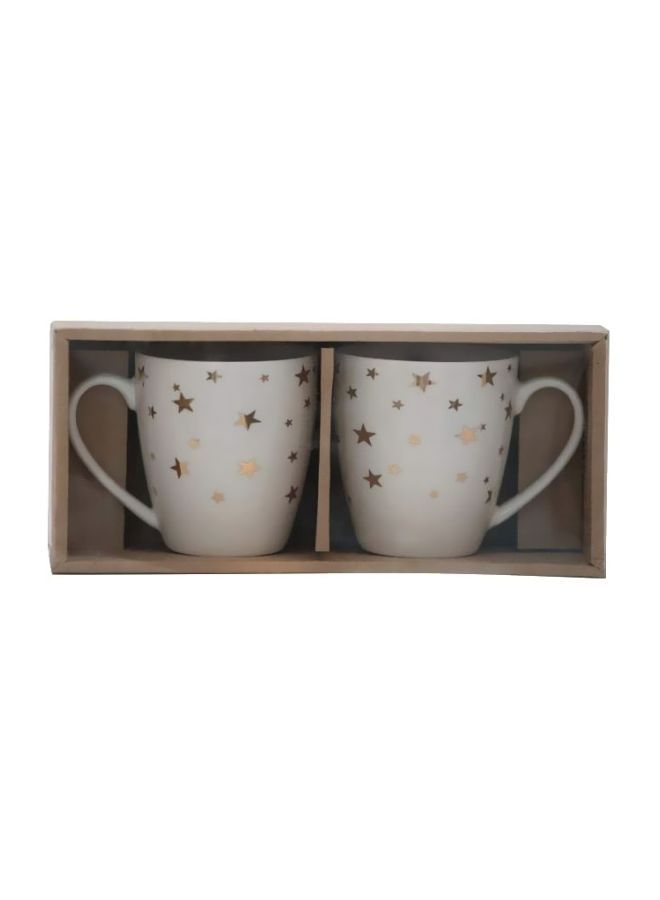 GLOW LIFE 2-Piece Stars Printed Mug White/Gold - Image 2