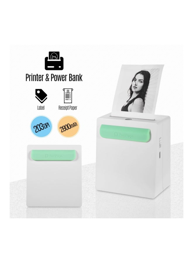 PeriPage Wireless Thermal Printer 8.8x5x7.8centimeter White/Green  - Image 3