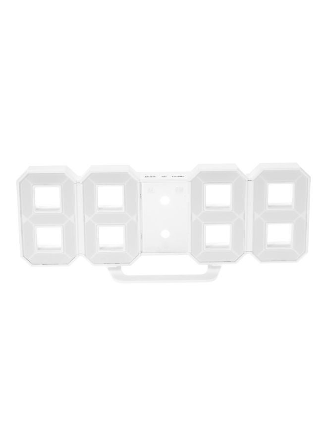 ساعة حائط رقمية بإضاءة LED مع منبه أبيض - Image 1