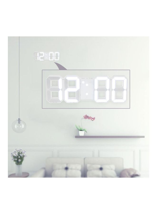 ساعة حائط رقمية بإضاءة LED مع منبه أبيض - Image 5