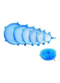 6-Piece Stretchable Silicone Lid Set Blue