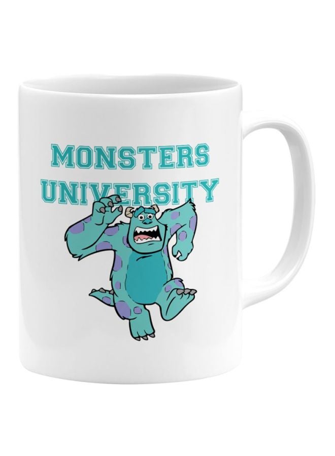 مج قهوة بتصميم مطبوع بعبارة Monsters University أبيض/أخضر/أرجواني