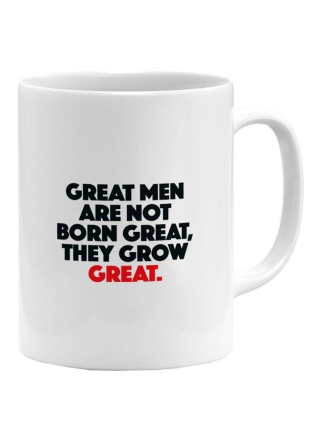 مج قهوة مطبوع بعبارة "Great Men Are Not Born Great" أبيض/أسود/أحمر