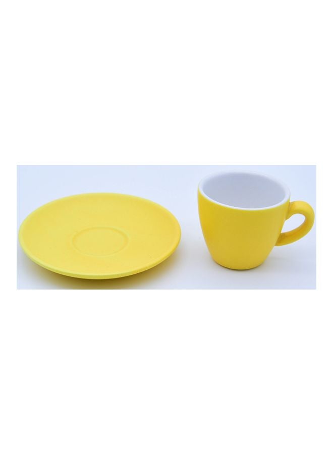 Shuer Matte Finish Cup With Saucer Yellow/White - Image 3
