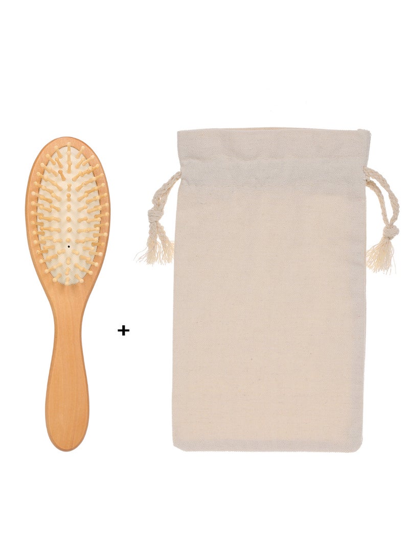 Generic Healthy Paddle Cushion Hair Brush With Carry Bag Beige/White - Image 1