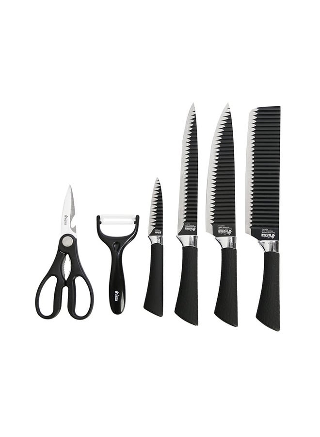 طقم سكاكين احترافية مكونة من 6 قطع أسود - Image 1