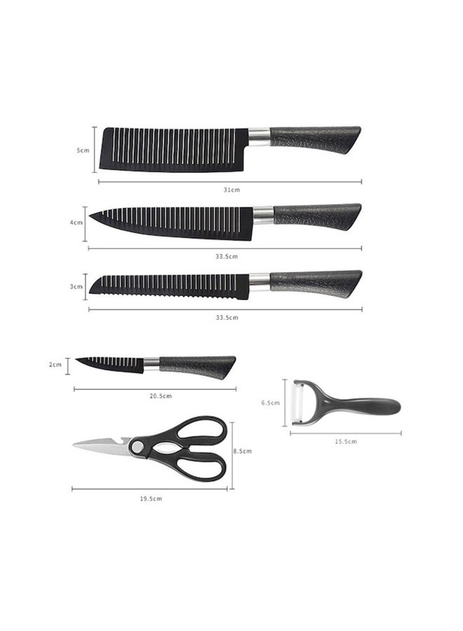 طقم سكاكين احترافية مكونة من 6 قطع أسود - Image 2