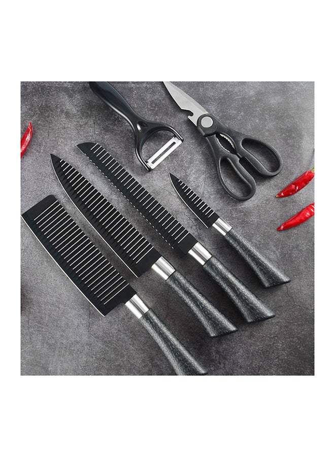 طقم سكاكين احترافية مكونة من 6 قطع أسود - Image 4