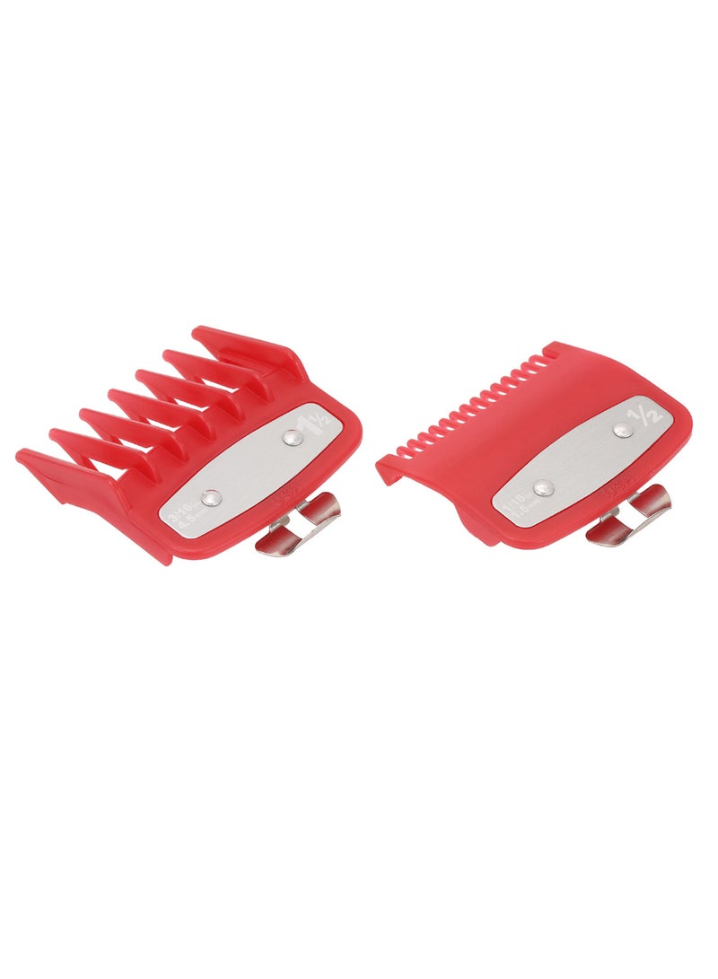 Generic 2-Piece Electric Hair Trimmer Cutting Guide Comb Set Red/Silver  - Image 2