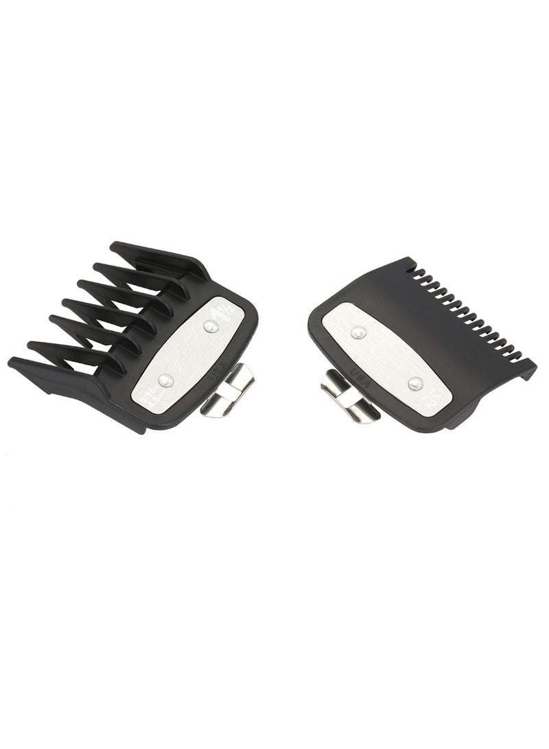 Generic 2-Piece Electric Hair Trimmer Cutting Guide Comb Set Black/Silver  - Image 2