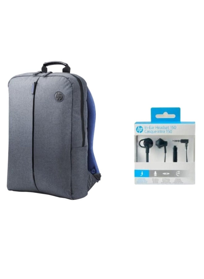 HP حقيبة ظهر للابتوب مقاس 15.6 بوصة مزودة بسماعة أذن رمادي/أسود - Image 1