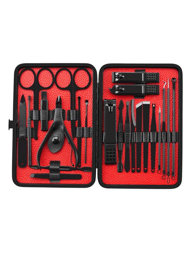 Generic 23-Piece Manicure Pedicure Set With Case Black/Red 20cm  - Image 1