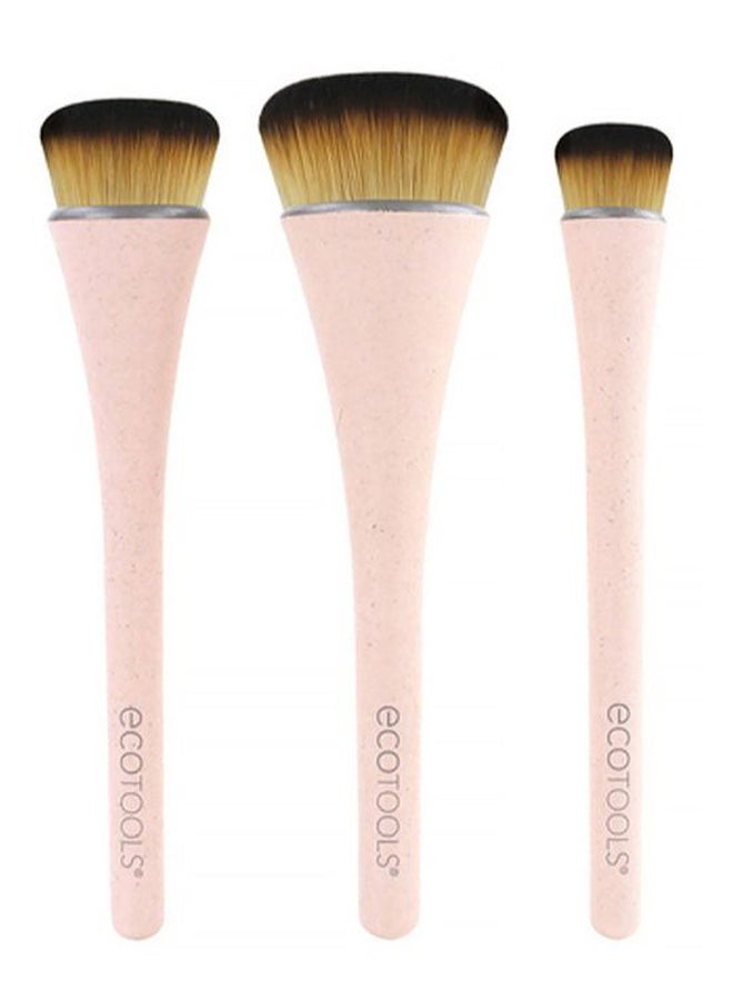 Ecotools 3-Piece Ultimate Blend Face Brush Set Pink/Brown - Image 1