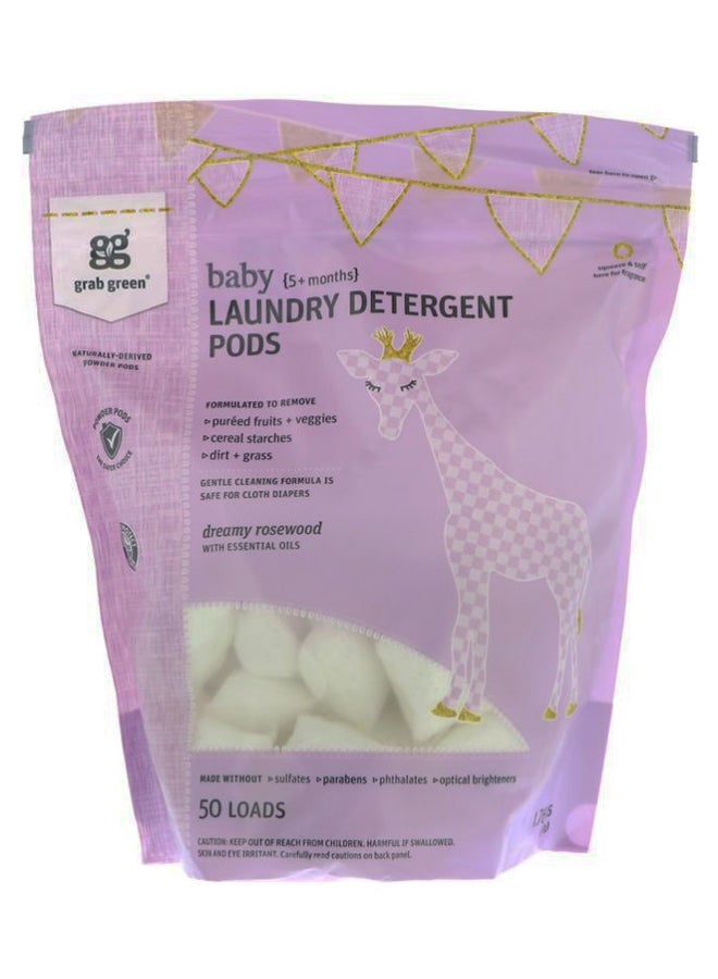 Grab Green Pack Of 50 Dreamy Rosewood Baby Laundry Detergent Pods - Image 1