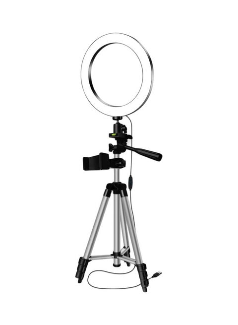 LED Ring Light Fill-In Lamp With Tripod Set Silver