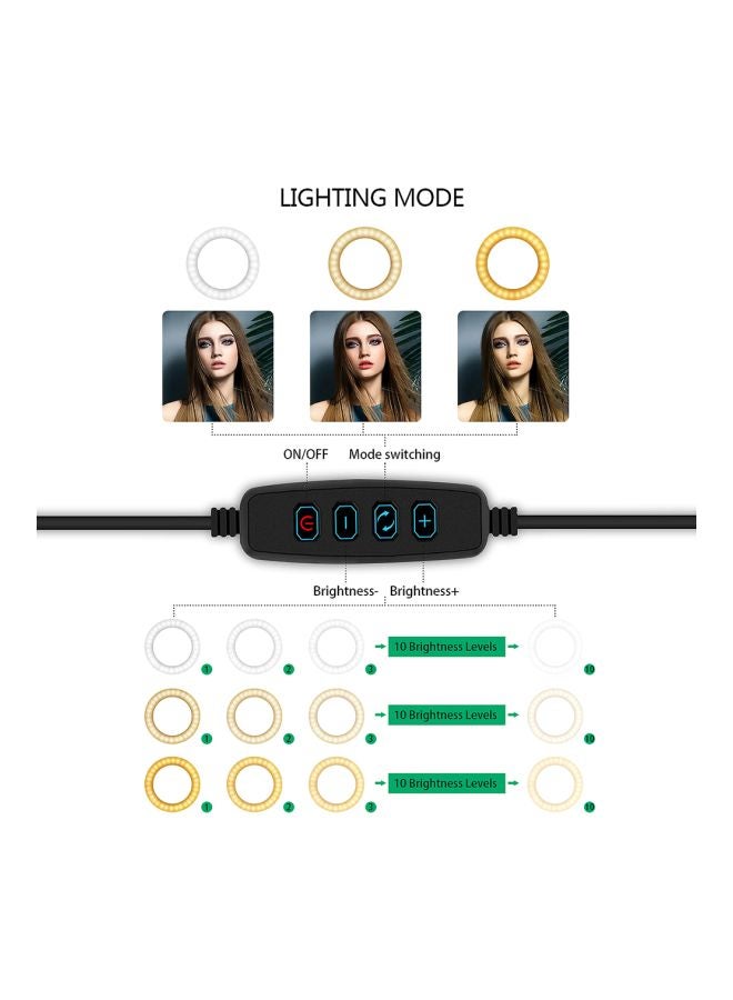 Table LED Ring Light With Tripod Stand Set Black  - Image 2