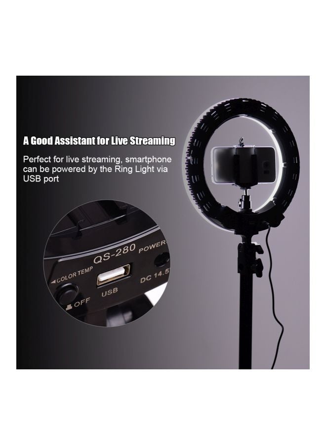 Generic - LED Ring Light Lamp With Cell Phone Holder Set Black - Image 1