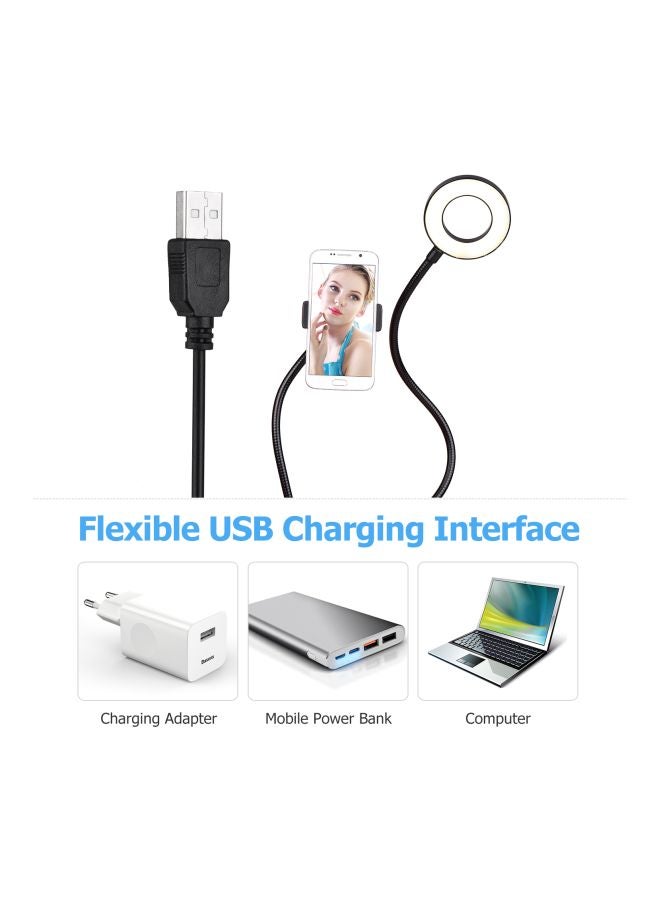 ANDOER 2-In-1 LED Ring Light with Cell Phone Holder Stand Set Black - Image 5