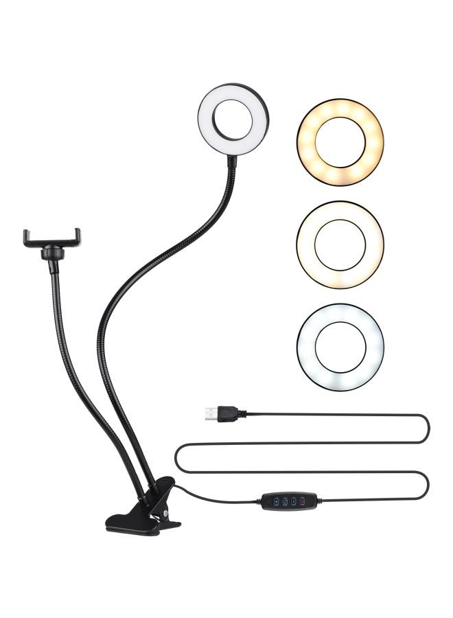ANDOER 2-In-1 LED Ring Light with Cell Phone Holder Stand Set Black - Image 2
